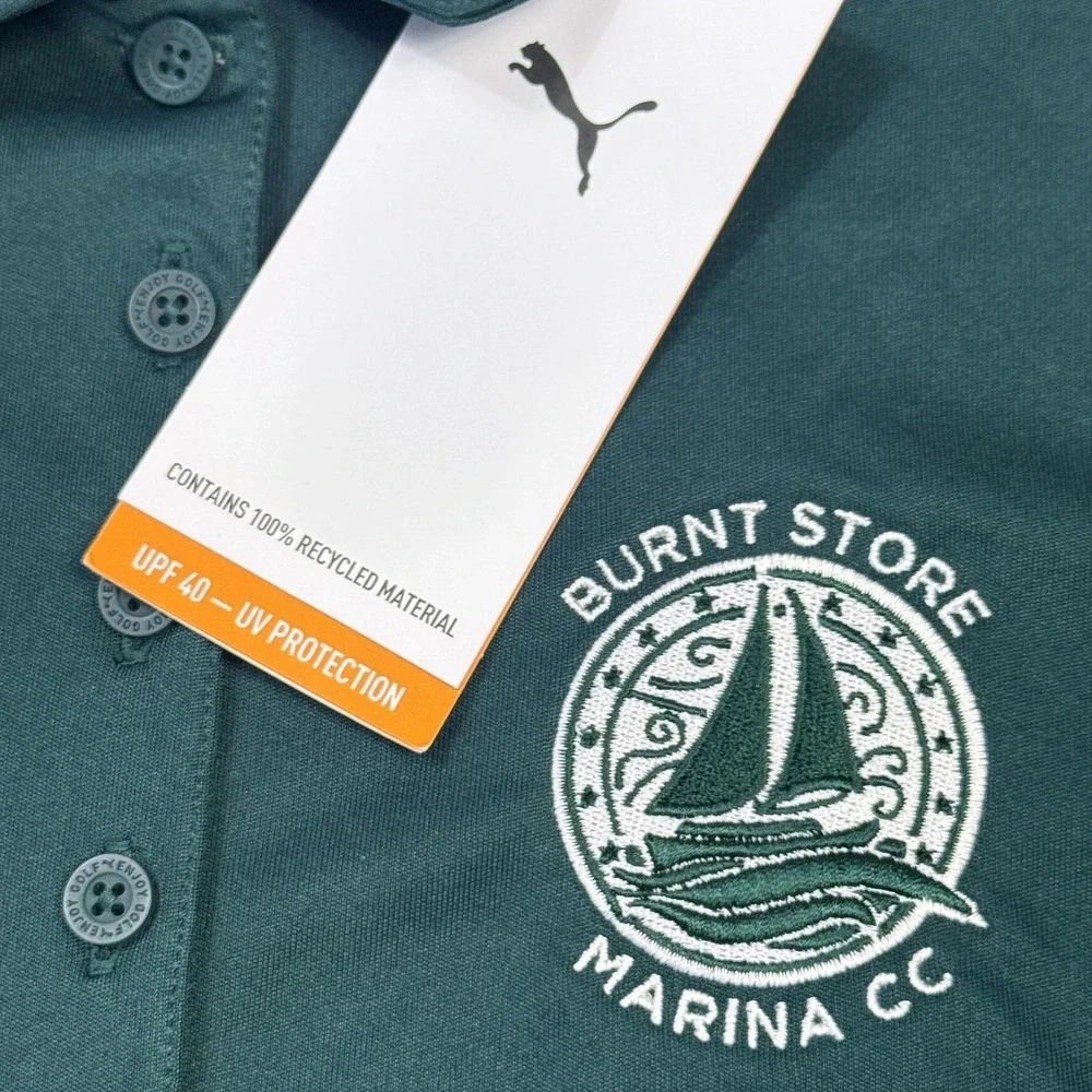 Puma Golf Polo Shirt Burnt Store Marina‎ Womens Medium Green Short Sleeve